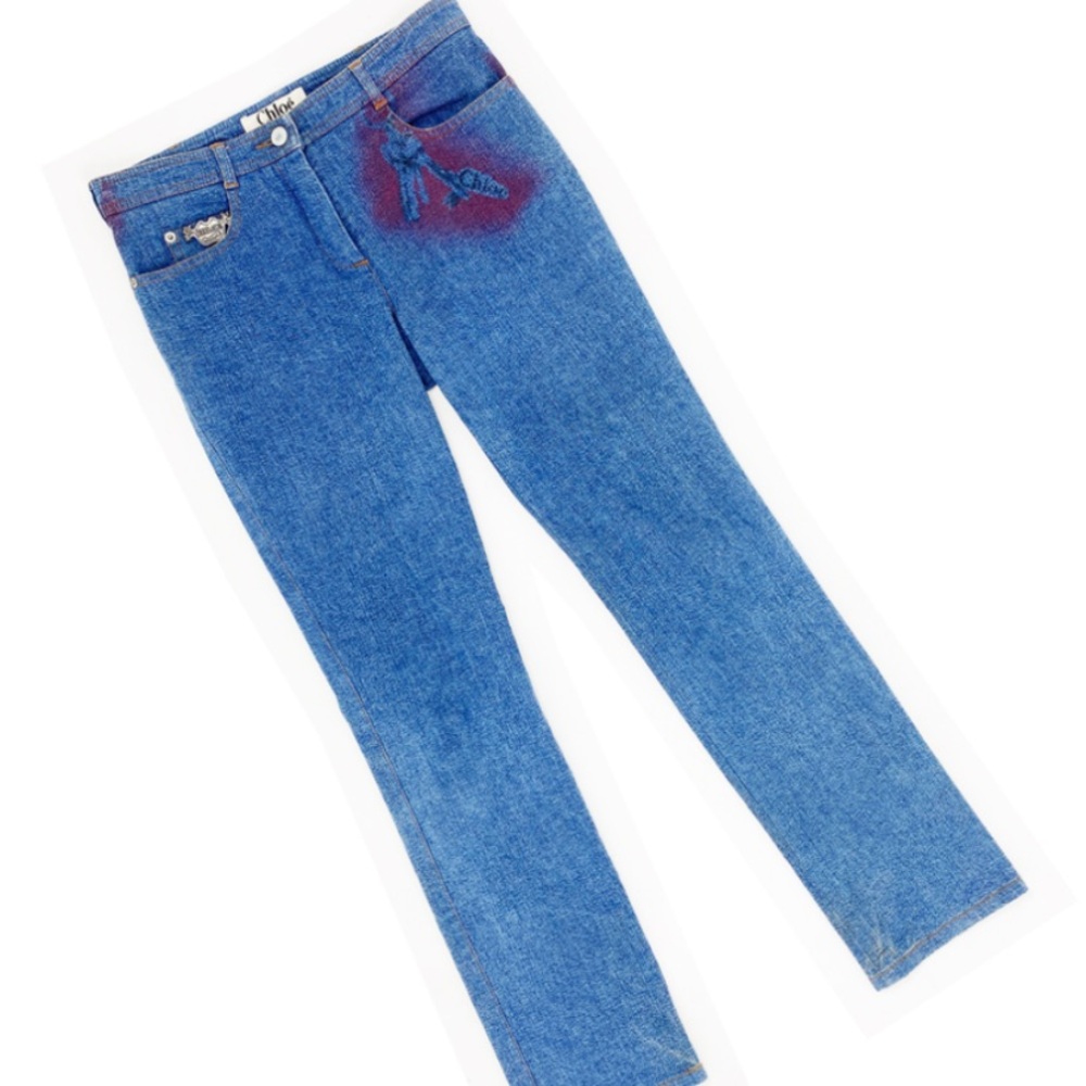 Chloe F/W 2001 trompe l'oeil hand print jeans
